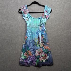 Vtg Fleurish Y2K Babydoll Dress Womens Small Mini Empire Waist Dainty Fairy